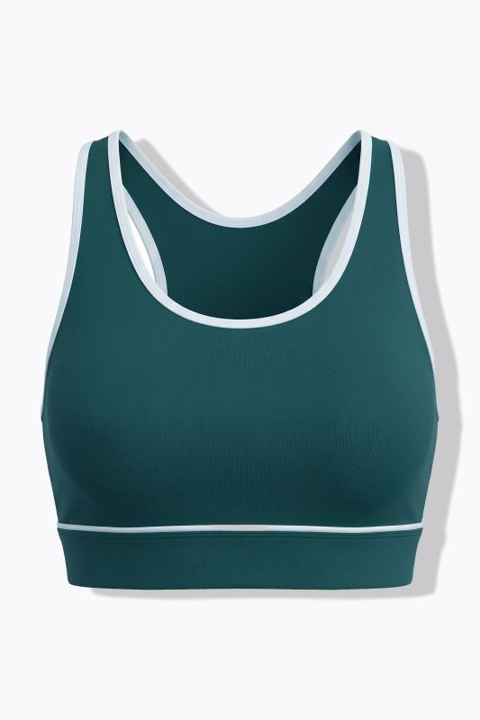 Soutien-gorge de sport avec doublure en mesh et passepoil blanc