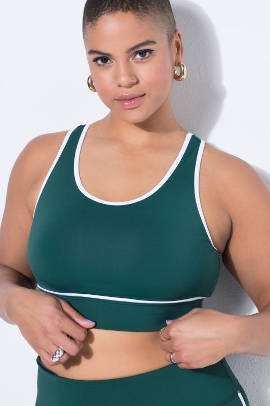 Soutien-gorge de sport avec doublure en mesh et passepoil blanc