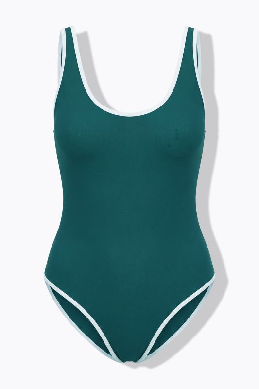 Maillot de bain sculptant à bonnet souples et passepoil