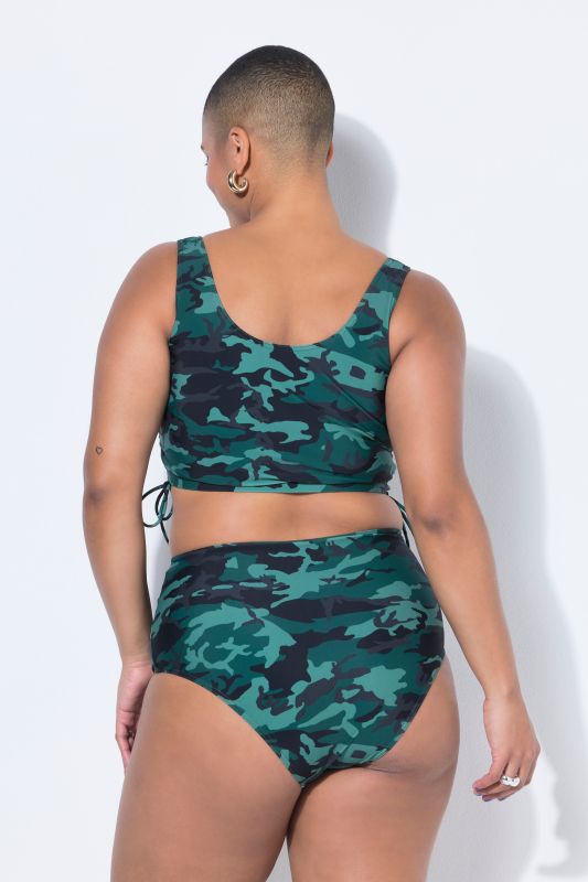 Bas de bikini sculptant style shorty à taille haute et imprimé camouflage