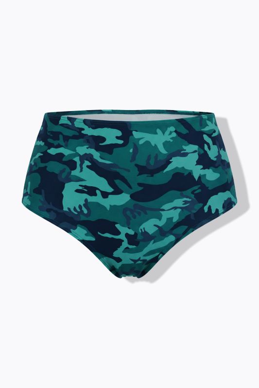 Bas de bikini sculptant style shorty à taille haute et imprimé camouflage
