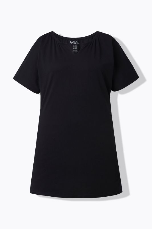 T-shirt long oversize, décolleté rond avec petit «&nbsp;trou de serrure&nbsp;», manches courtes