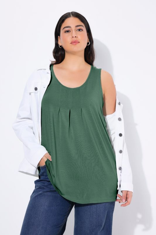 Débardeur en modal à jolis plis creux. Coupe évasée, encolure ronde et larges bretelles