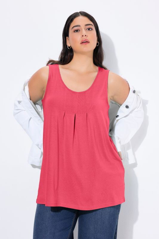 Débardeur en modal à jolis plis creux. Coupe évasée, encolure ronde et larges bretelles