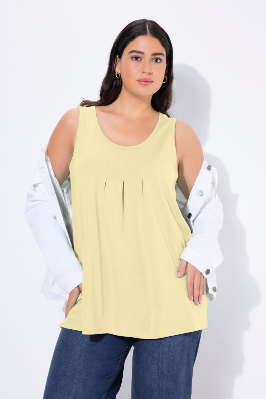 Débardeur en modal à jolis plis creux. Coupe évasée, encolure ronde et larges bretelles