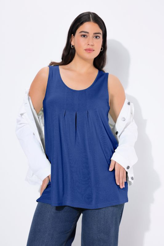 Débardeur en modal à jolis plis creux. Coupe évasée, encolure ronde et larges bretelles