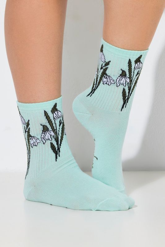 Chaussettes à fleurs avec tige côtelée douce