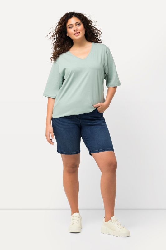 Bermuda en jean Mandy. Coupe 5 poches et taille confortable