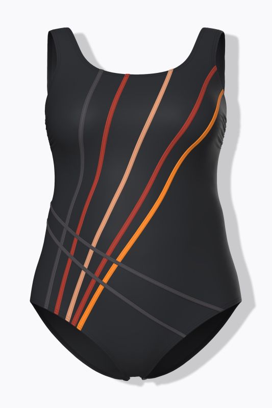 Maillot de bain, rayures, sans bonnets souples, bande sous la poitrine