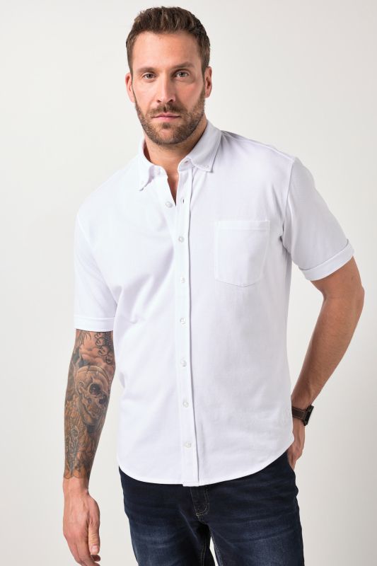 Chemise en maille piquée JP1880 coupe Modern, avec technologie FLEXNAMIC®, manches courtes et col à pointes boutonnées