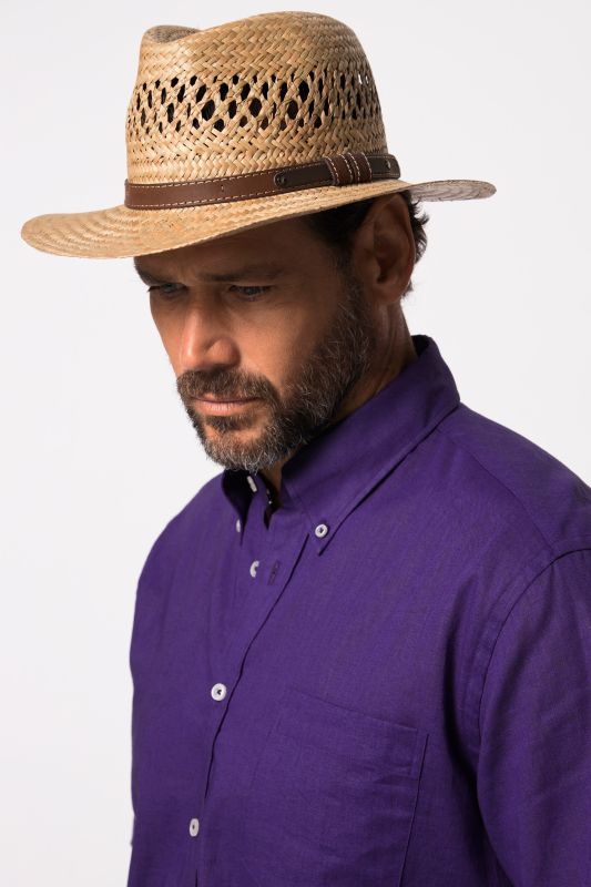 Chapeau en paille tressée, avec passepoil