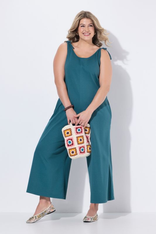 Combinaison en jersey de coton bio, jambe large et couture fantaisie