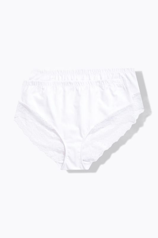 Lot de 2 culottes midi, empiècement en dentelle sur le côté