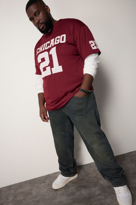 T-shirt en mesh STHUGE, coupe oversize à manches courtes, imprimé football américain - jusqu'au 8 XL