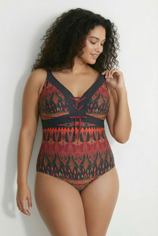 Maillot de bain avec bonnets souples, laçage, matière recyclée