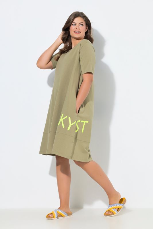 Robe en jersey à col rond et manches mi-hauteur, OEKO-TEX Made in Green