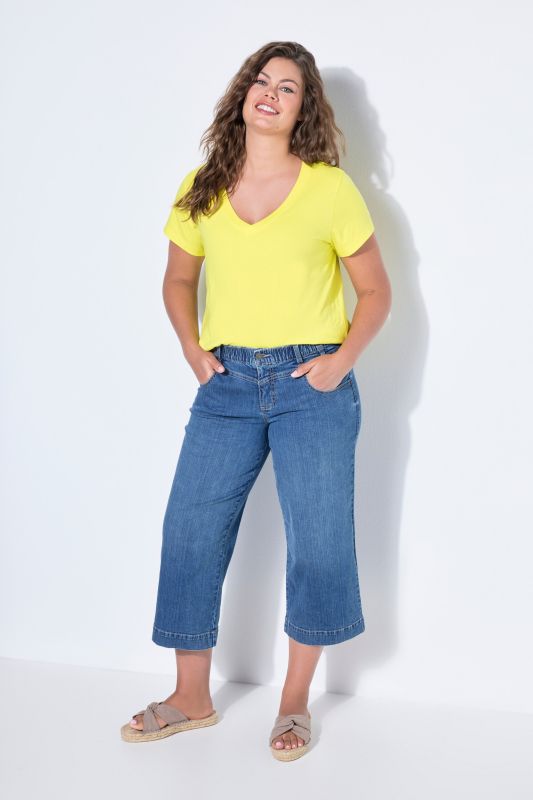 Jean culotte à jambes larges et 5 poches