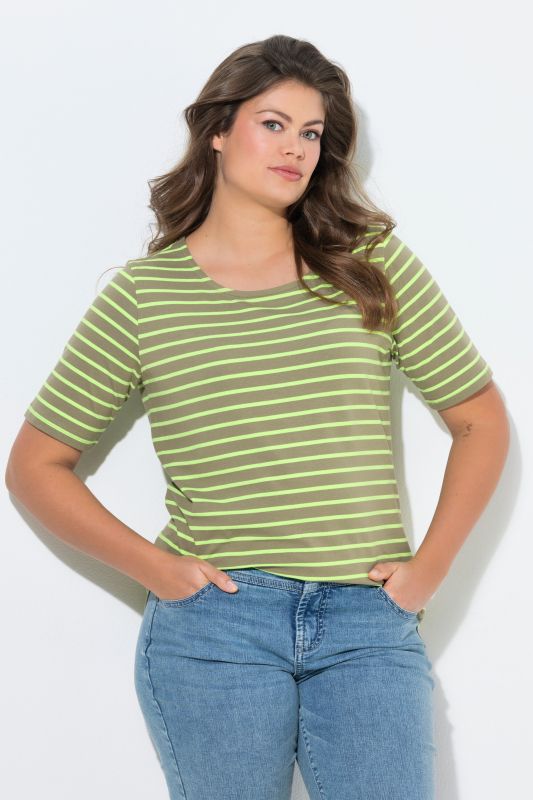T shirt rayé à col rond et manches 1/2