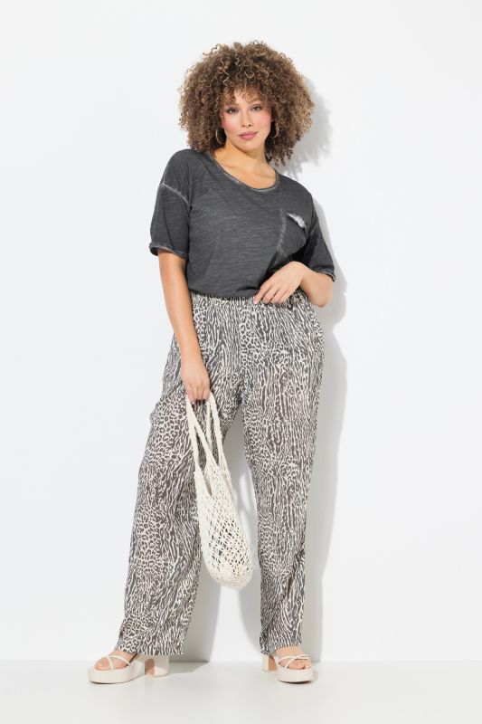 Pantalon Rose, imprimé animal. Jambe large et taille élastique