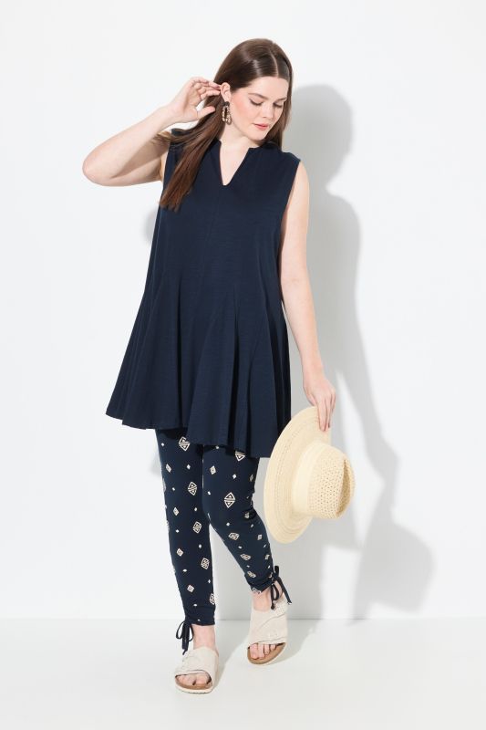 Top, coupe A-ligne, encolure tunique, sans manches, coton biologique