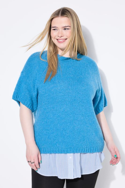 Pull oversize, manches courtes, maille fantaisie