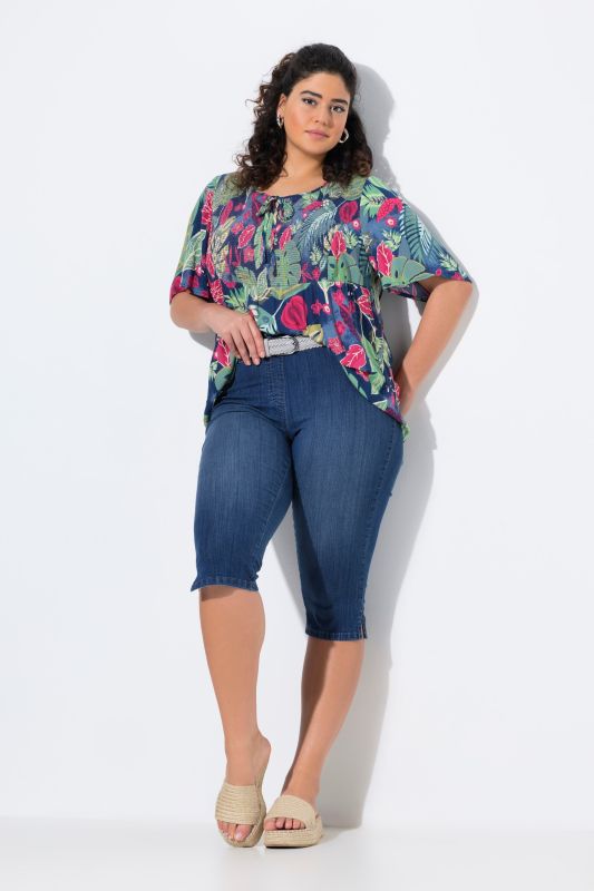 Corsaire en jean Sienna. Taille élastique et jambe étroite