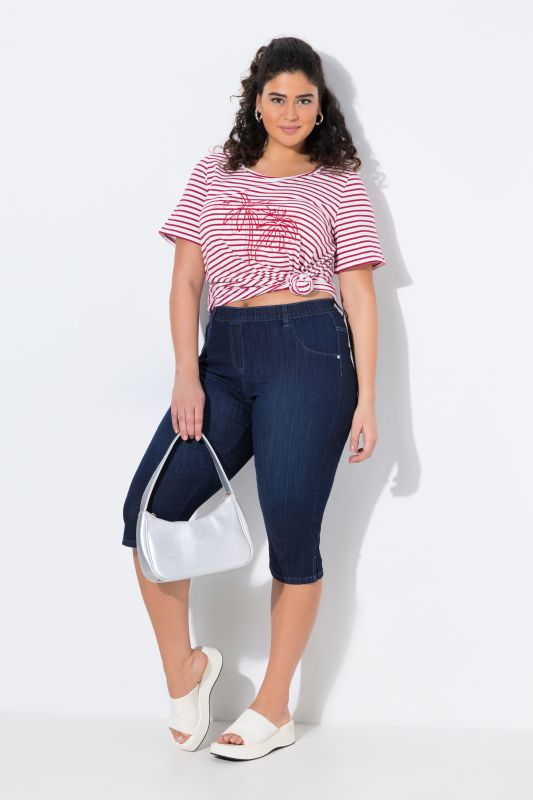 Corsaire en jean Sienna. Taille élastique et jambe étroite