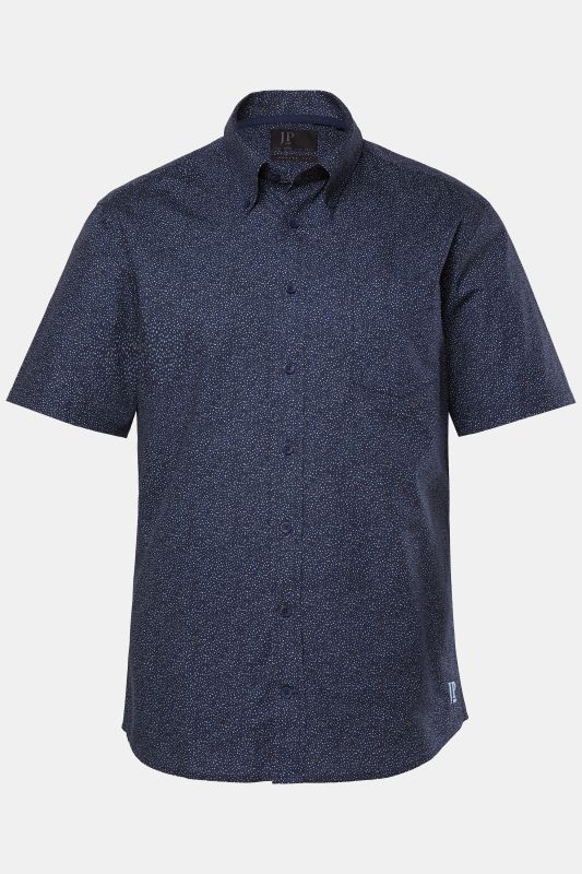 Chemise JP 1880 imprimé all-over, manches courtes et col à pointes boutonnées, coupe Modern Fit - jusqu'au 8 XL