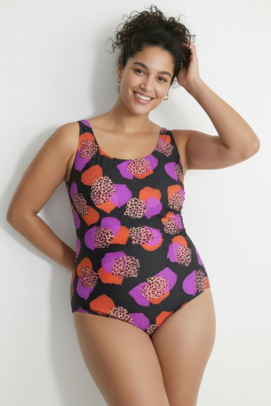 Maillot de bain à motif léopard, sans coques souples, encolure ronde