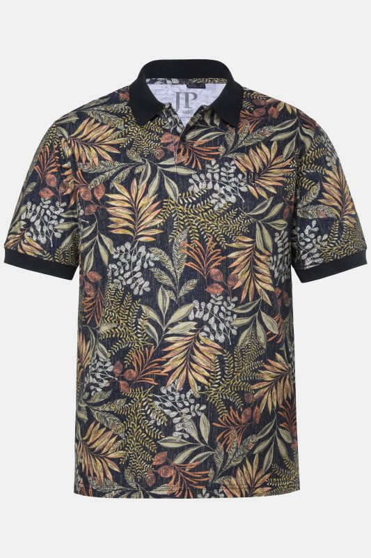 Polo JP 1880 motif feuilles, manches courtes et jersey texturé - jusqu'au 8 XL