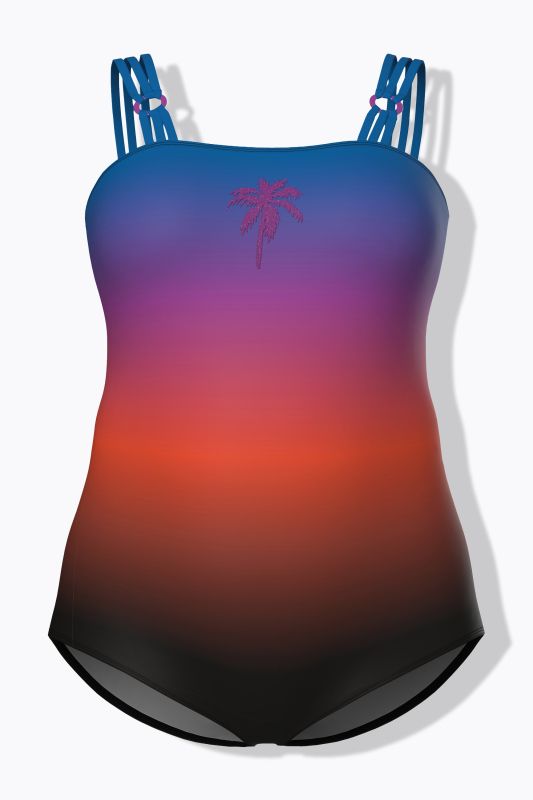 Maillot de bain avec bonnets souples, dégradé de couleurs, bretelles triples