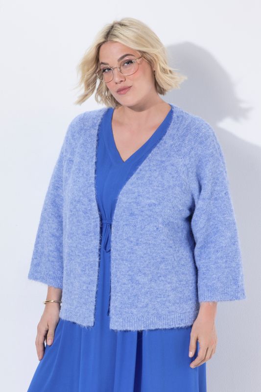 Cardigan en maille très douce, sans fermeture, manches&nbsp;3/4