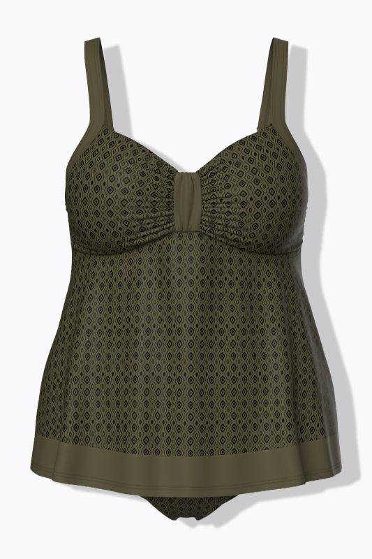 Tankini avec bonnets souples, motif graphique et bretelles ajustables