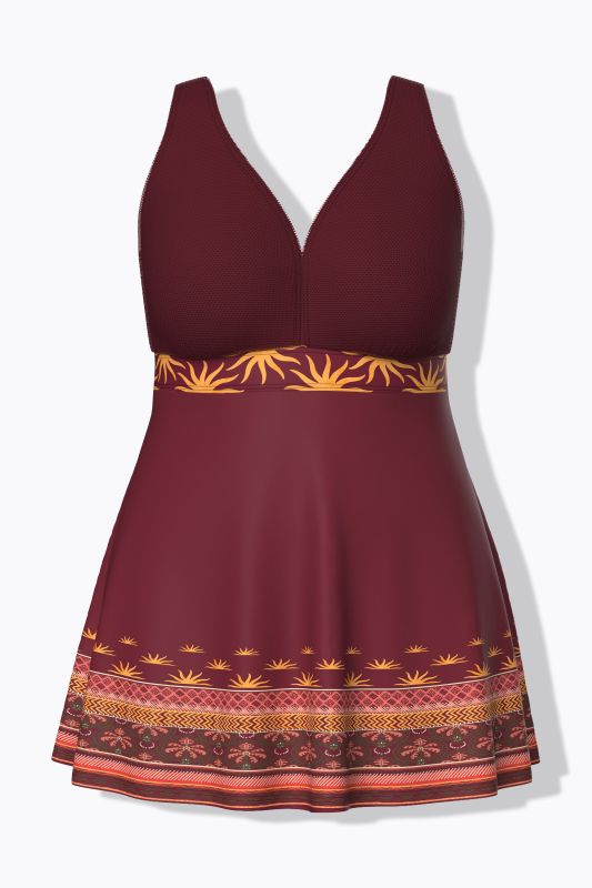 Robe de bain à bonnets souples, doublure en Powermesh et motifs esprit bohème à la base