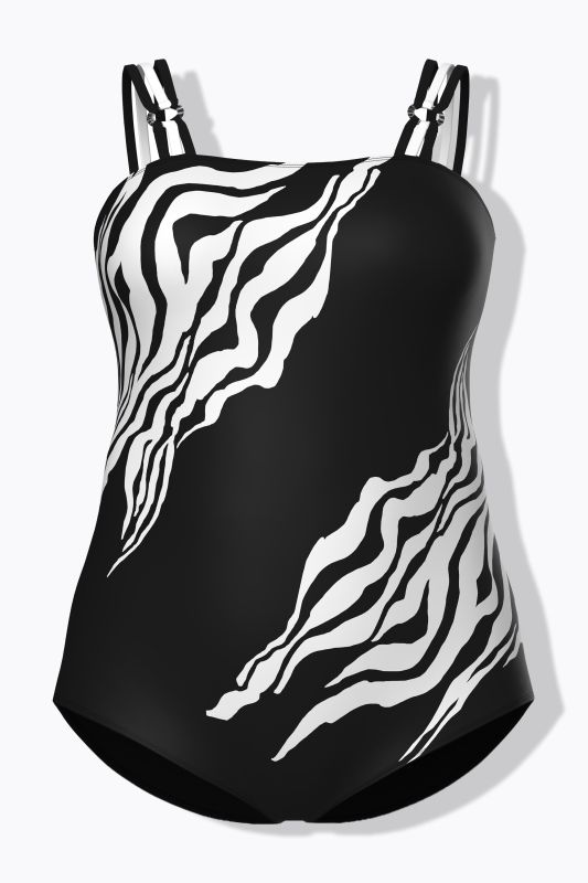 Maillot de bain à bonnets souples, bretelles triples de chaque côté et motif tigré en haut et en bas