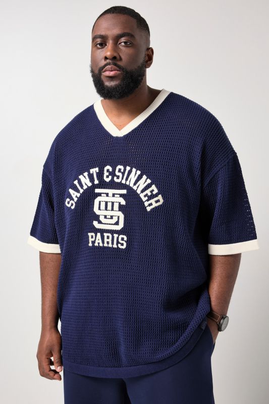 T-shirt STHUGE, maille en mesh, col en V et manches courtes - jusqu'au 8 XL