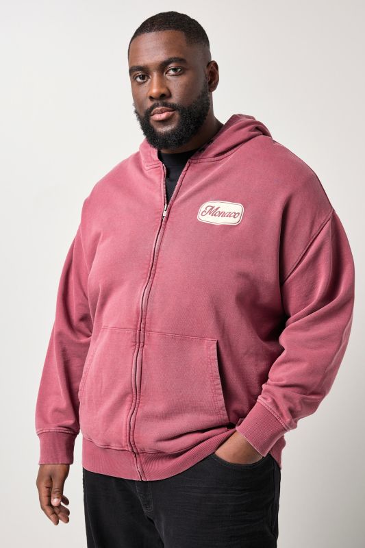 Veste à capuche en molleton STHUGE, flocage dans le dos, manches longues et fermeture zippée - jusqu'au 8 XL