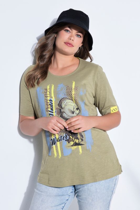 T-shirt avec imprimé, décolleté rond et manches courtes, label OEKO-TEX MIG