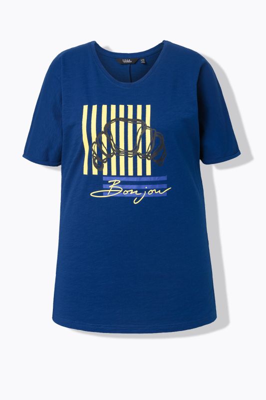 T-shirt motif croissant, coupe oversize, décolleté rond et manches courtes