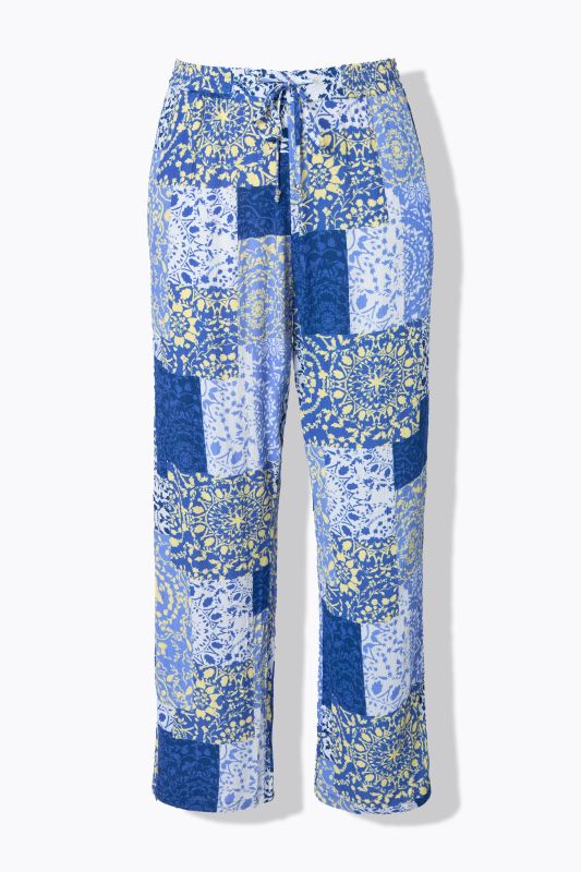 Pantalon Rose, jeu d'imprimés, jambe large et taille élastique