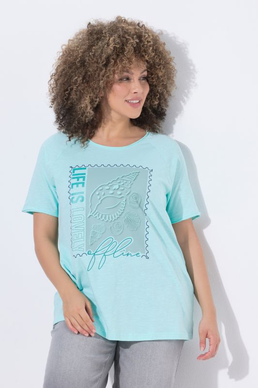 T-shirt motif coquillage, décolleté rond et manches courtes, coupe évasée
