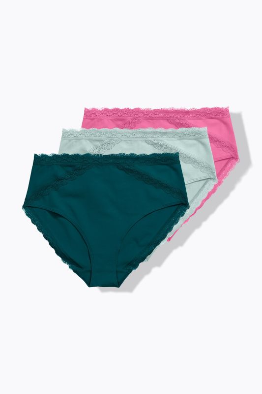 Lot de 3&nbsp;culottes midi, ceinture en dentelle