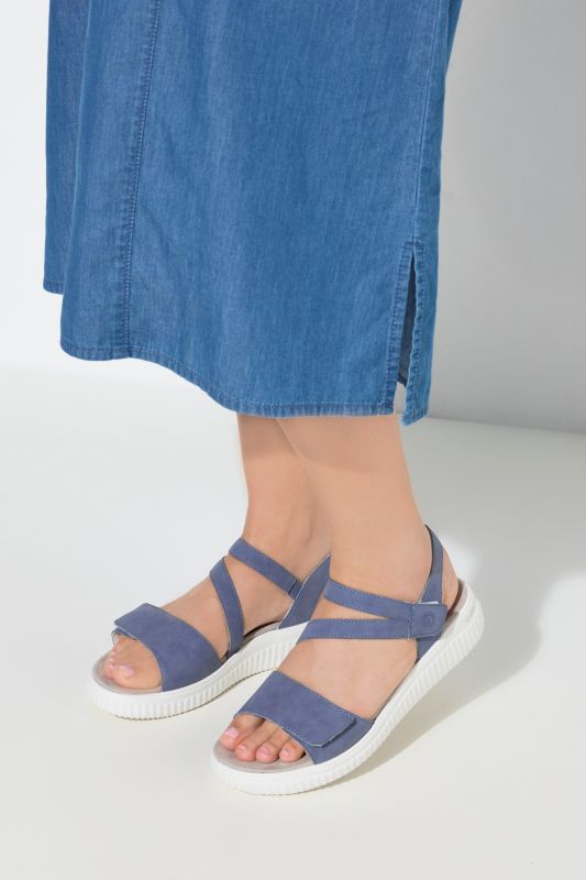 Sandales en cuir Remonte Lite & Soft, fermeture à scratch - largeur H