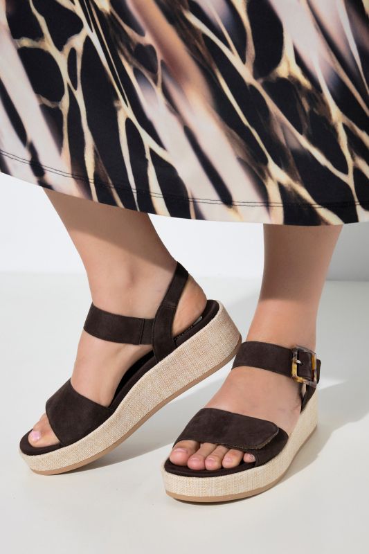 Sandales en cuir Remonte, semelle compensée - largeur F 1/2