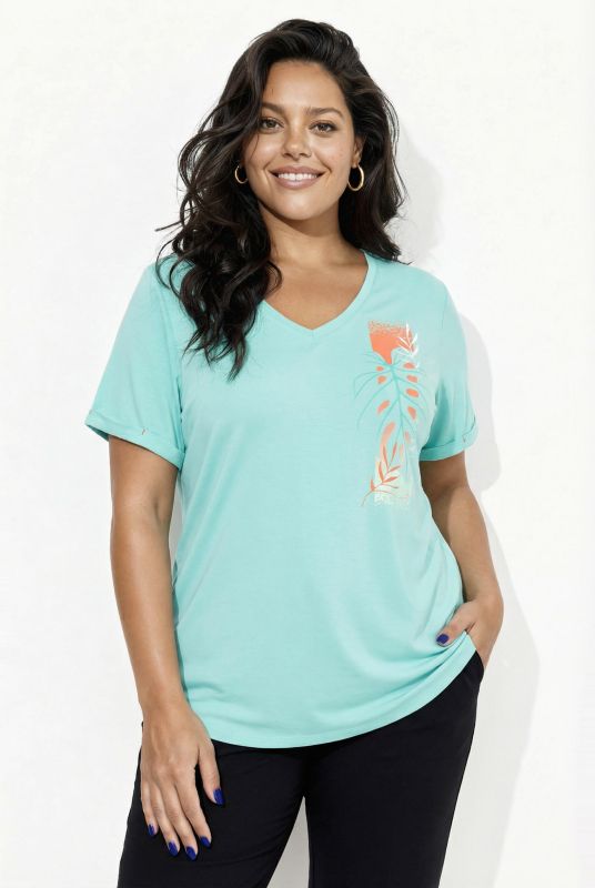 T-shirt technique, col en V et manches courtes, traitement antibactérien