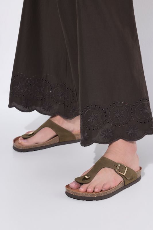 Sandales à entre-doigts Rohde, cuir nubuck, semelle intérieure en cuir - largeur G