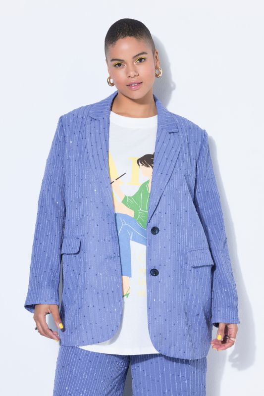 Blazer oversize, bandes pailletées