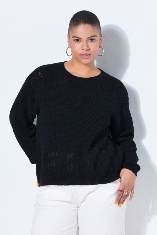 Pull coupe Boxy Shape en maille ajourée, manches longues