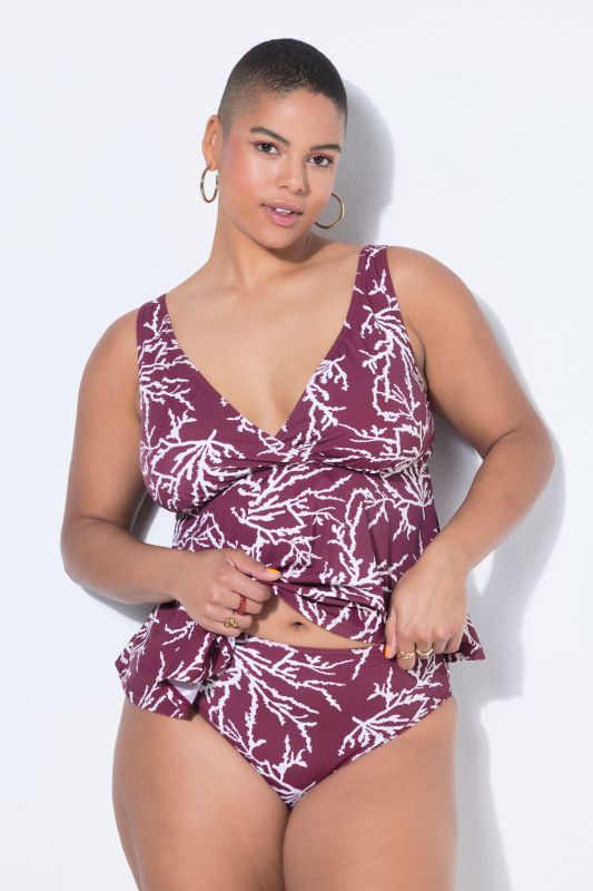 Bas de bikini taille haute, imprimé all-over