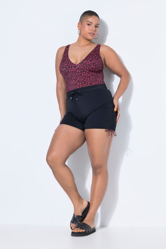 Short de bain avec taille élastique, fronces sur les côtés